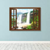 Watervallen Uitzicht Faux Venster Canvas Afdruk (Insitu (Houten vloer))