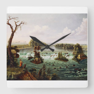 Watervallen van Saint Anthony door Henry Lewis Vierkante Klok