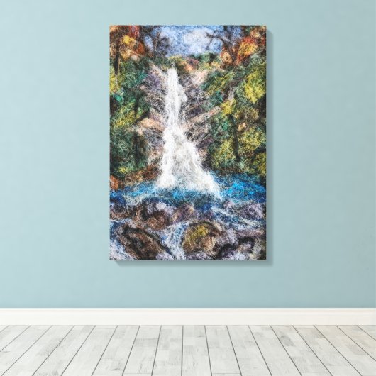 Watervallen Wol Naald Vilten Art Print (Insitu (Houten vloer))