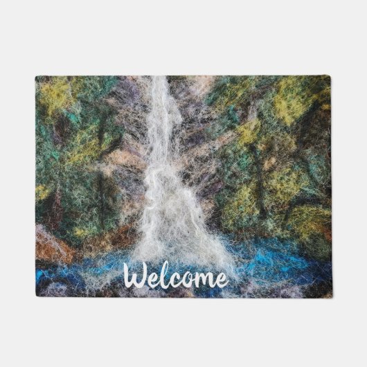 Watervallen Wol Naald Vilten Art Print Deurmat (Voorkant)