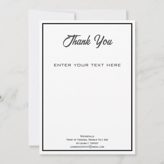 watervallen wol naald vilten kunst print dank u bedankkaart (Achterkant)