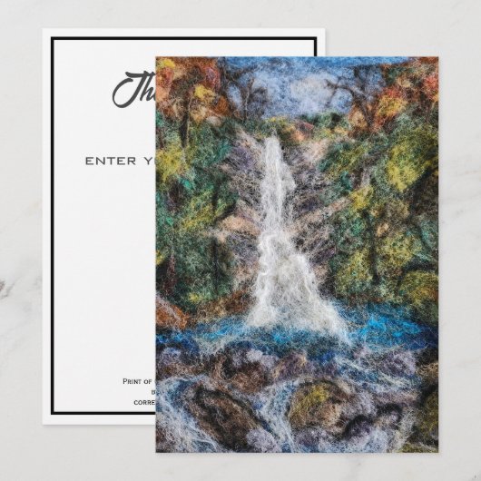 watervallen wol naald vilten kunst print dank u bedankkaart (Voorkant / Achterkant)