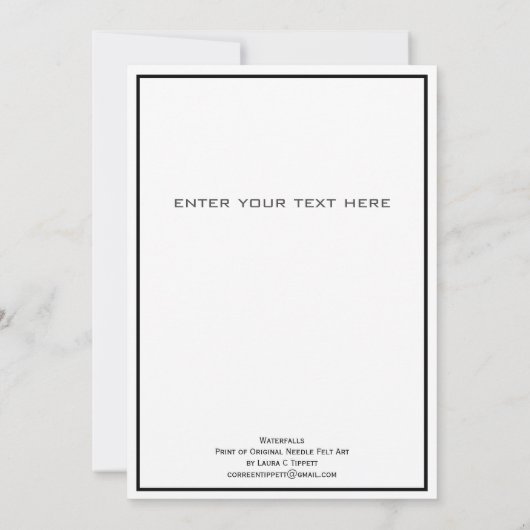 Watervallen Wol Needle Felting Art Print Natuur Bedankkaart (Achterkant)