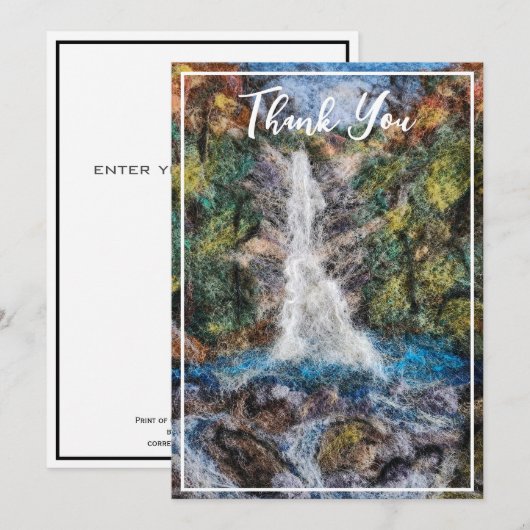 Watervallen Wol Needle Felting Art Print Natuur Bedankkaart (Voorkant / Achterkant)