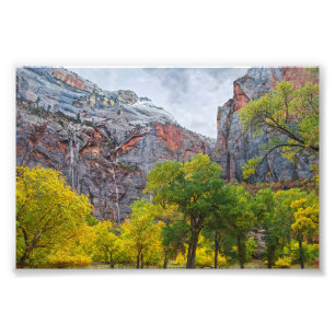 Watervallen, Zion National Park, Utah Foto Afdruk