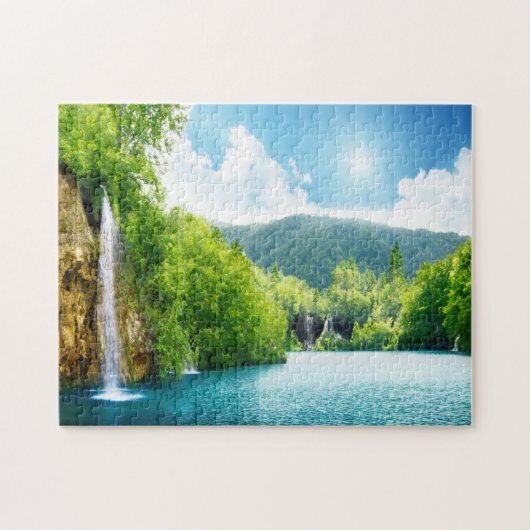 Watervalmeer Landschap Jigzaag Puzzle Legpuzzel (Horizontaal)