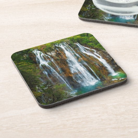 Watervalopgeheven uitzicht, Kroatië Bier Onderzetter (Linkerzijde)