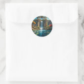 Watervaltempel Ronde Sticker (Tas)