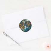 Watervaltempel Ronde Sticker (Envelop)