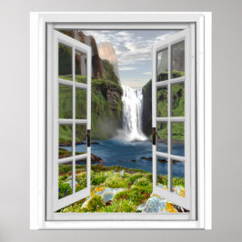 WatervalUitzicht Trompe l'oeil Effect Fake Window Poster