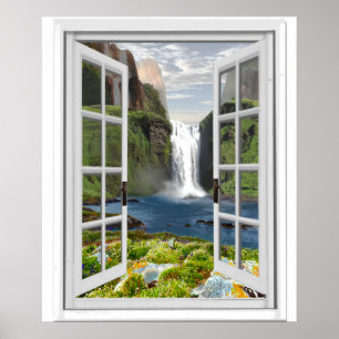 WatervalUitzicht Trompe l'oeil Effect Fake Window Poster