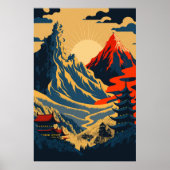 watervalukiyo-e-stijl poster (Voorkant)