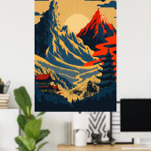 watervalukiyo-e-stijl poster (Thuiskantoor)