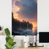 watervalzonsondergang poster (Thuiskantoor)