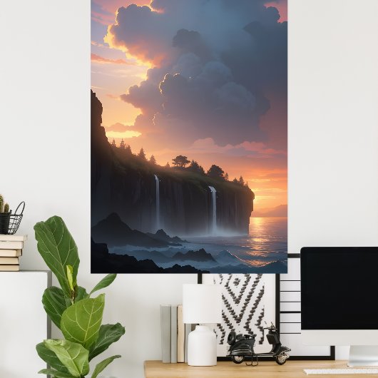 watervalzonsondergang poster (Thuiskantoor)