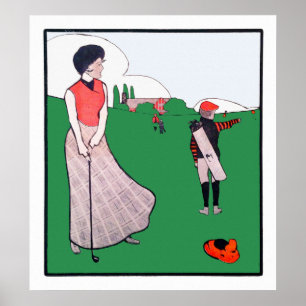 Waterverf 1901 — Golf afdrukken Poster