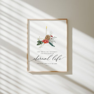 Waterverf 1 Johannes 5:11 Kerst poster