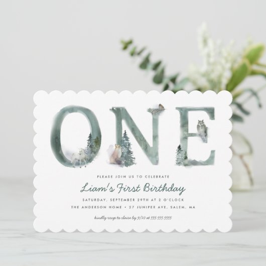 Waterverf 1 van de bosbouwdierpartij kaart (Staand voorkant)