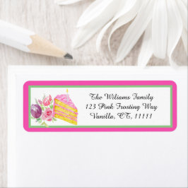 Waterverf 1e roze Adresetiket op de geboorte Etiket