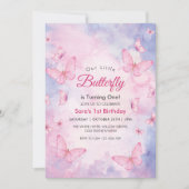 Waterverf 1e verjaardag Little Butterfly Party Kaart (Voorkant)