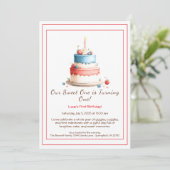 Waterverf 1e verjaardagsuitnodiging met taartkaars kaart (Staand voorkant)