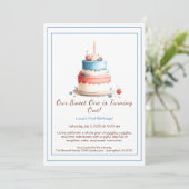 Waterverf 1e verjaardagsuitnodiging met taartkaars kaart (Staand voorkant)