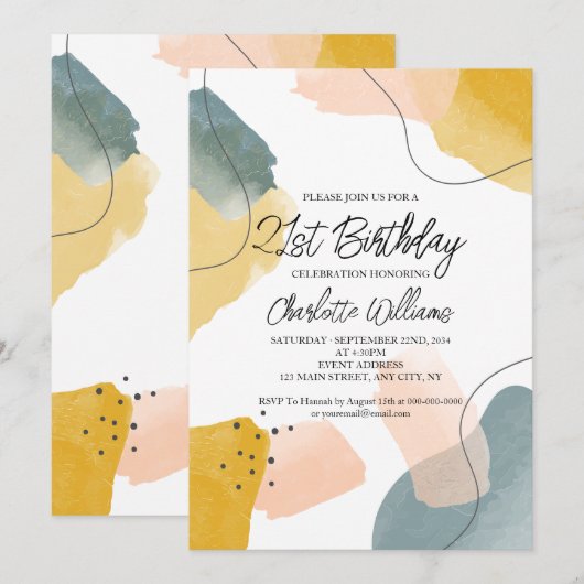 Waterverf 21ste verjaardag kaart (Voorkant / Achterkant)