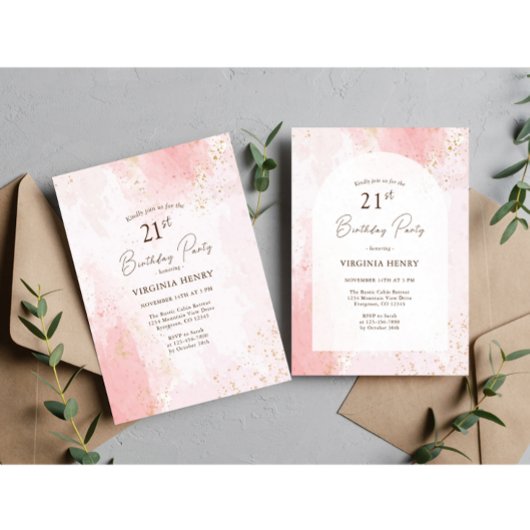 Waterverf 21ste verjaardagsfeestje kaart