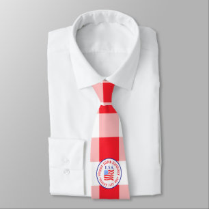 Waterverf 250 Verjaardag VS Vlag Rode Gingham Juli Stropdas