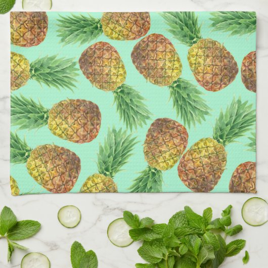 Waterverf 2 ananassen theedoek (Gevouwen)