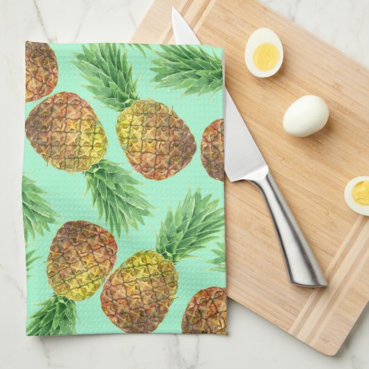 Waterverf 2 ananassen theedoek (Quarter Fold)