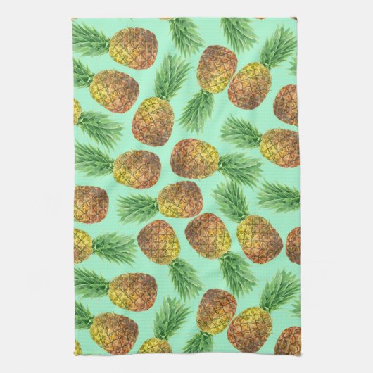 Waterverf 2 ananassen theedoek (Verticaal)