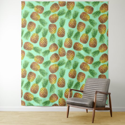 Waterverf 2 ananassen wandkleed (In situ)