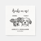 Waterverf 2 Dogs Faces Huisdier Drinken op Us Brui Servet (Voorkant)