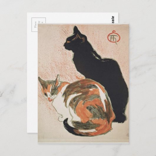 Waterverf - 2 katten - Théophile Alexandre Steinle Briefkaart (Voorkant / Achterkant)