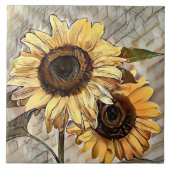 Waterverf 2 Zonnebloemen Elegant Collectie Tegeltje (Voorkant)