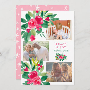 Waterverf 3 foto's sneeuw kaart