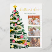 Waterverf 3 foto's van de moderne kaars folie feestdagenkaart (Voorkant)