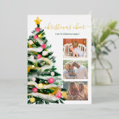 Waterverf 3 foto's van de moderne kaars folie feestdagenkaart (Staand Voorkant)