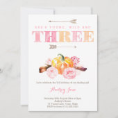 waterverf 3e verjaardag Uitnodiging boho pumpkin (Voorkant)