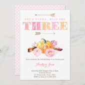 waterverf 3e verjaardag Uitnodiging boho pumpkin (Voorkant / Achterkant)