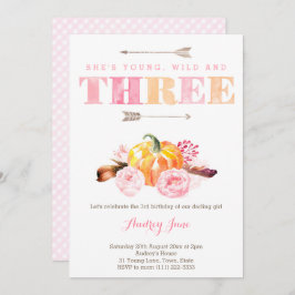 waterverf 3e verjaardag Uitnodiging boho pumpkin