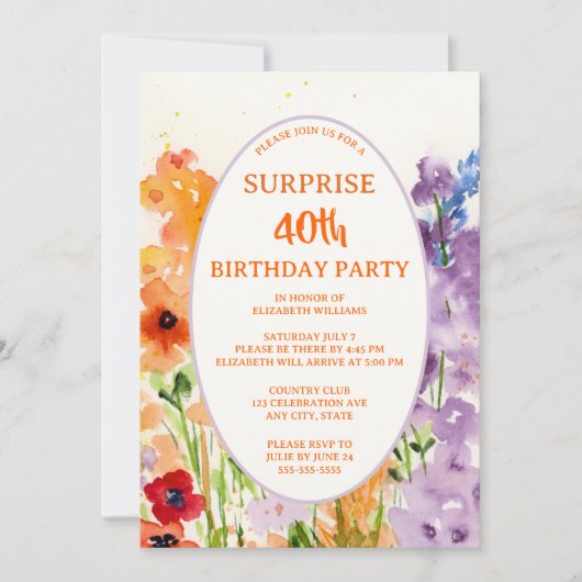 Waterverf 40e foto aangepaste verrassing verjaarda feestdagenkaart (Voorkant)