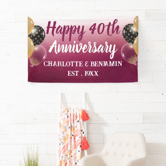 Waterverf 40e Jubileum ballonvaarding Ruby Wedding Spandoek (Insitu)