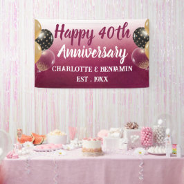 Waterverf 40e Jubileum ballonvaarding Ruby Wedding Spandoek