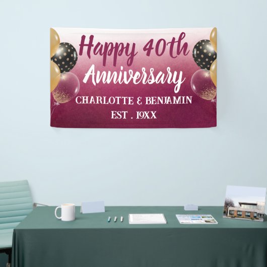 Waterverf 40e Jubileum ballonvaarding Ruby Wedding Spandoek (Beurs)
