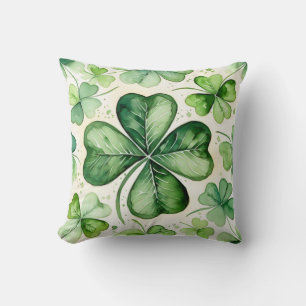 Waterverf 4-bladige Klaver Lucky Shamrock Iers Eri Kussen