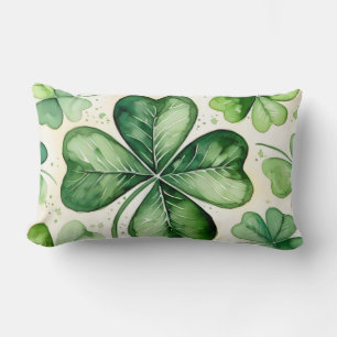 Waterverf 4-bladige Klaver Lucky Shamrock Iers Eri Kussen