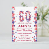 Waterverf 4 juli 60ste Verjaardagsfeestuitnodiging Kaart (Staand voorkant)