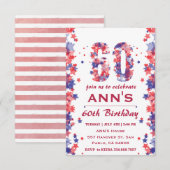 Waterverf 4 juli 60ste Verjaardagsfeestuitnodiging Kaart (Voorkant / Achterkant)